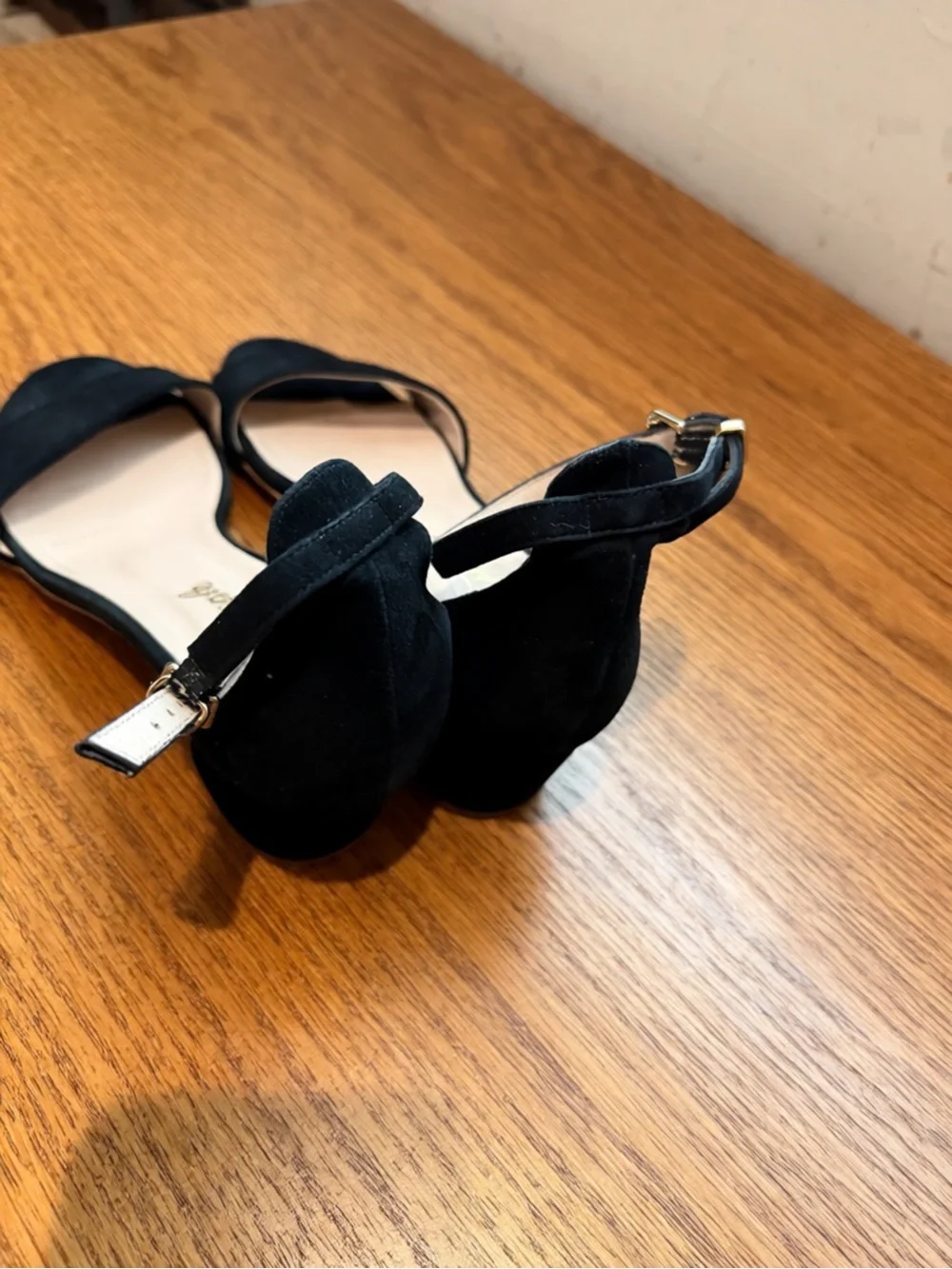 Free People Black Suede Ankle-Strap Block Heels